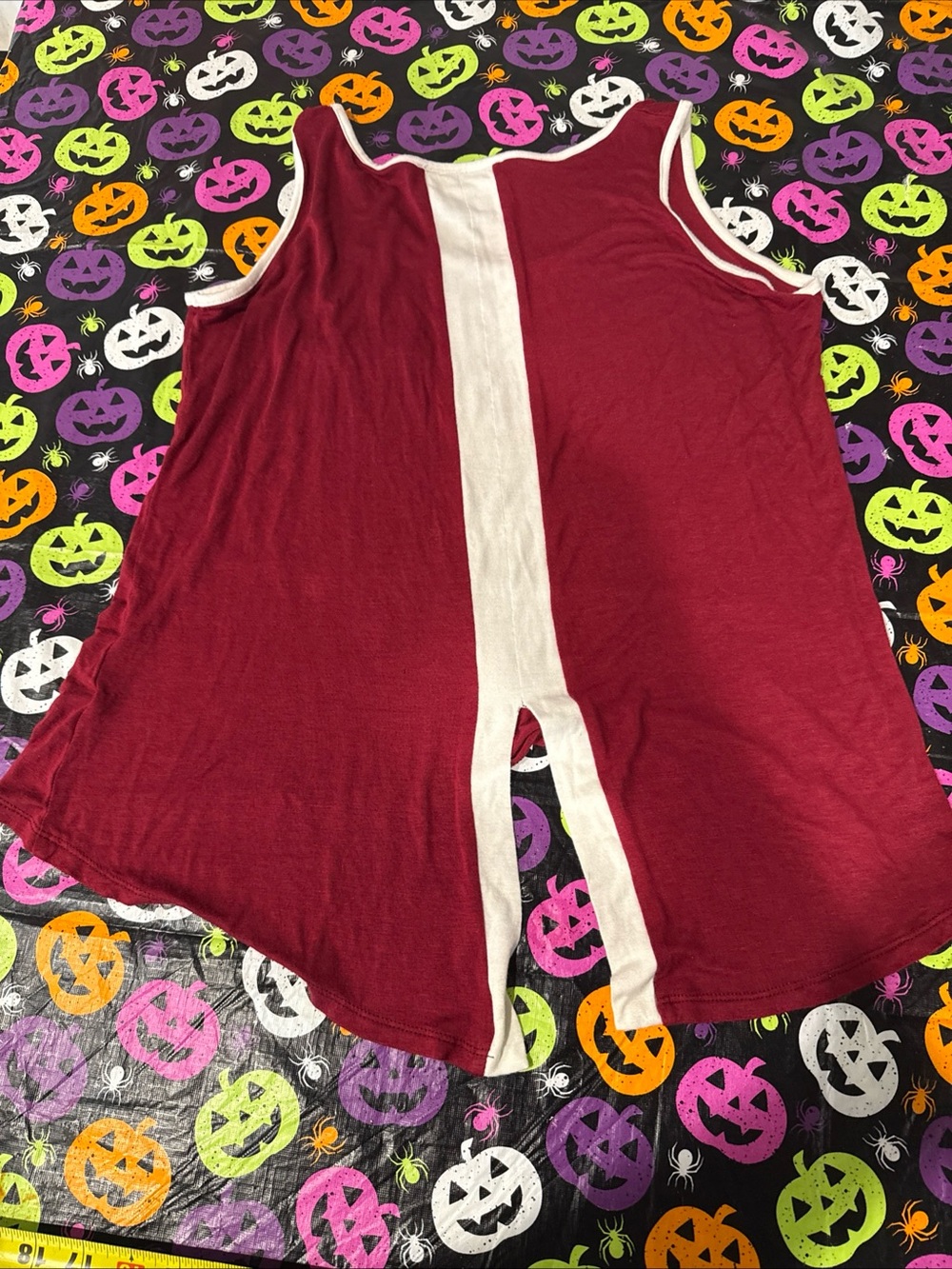 Women’s Sleeveless Burgundy Tank with Cream Center Stripe